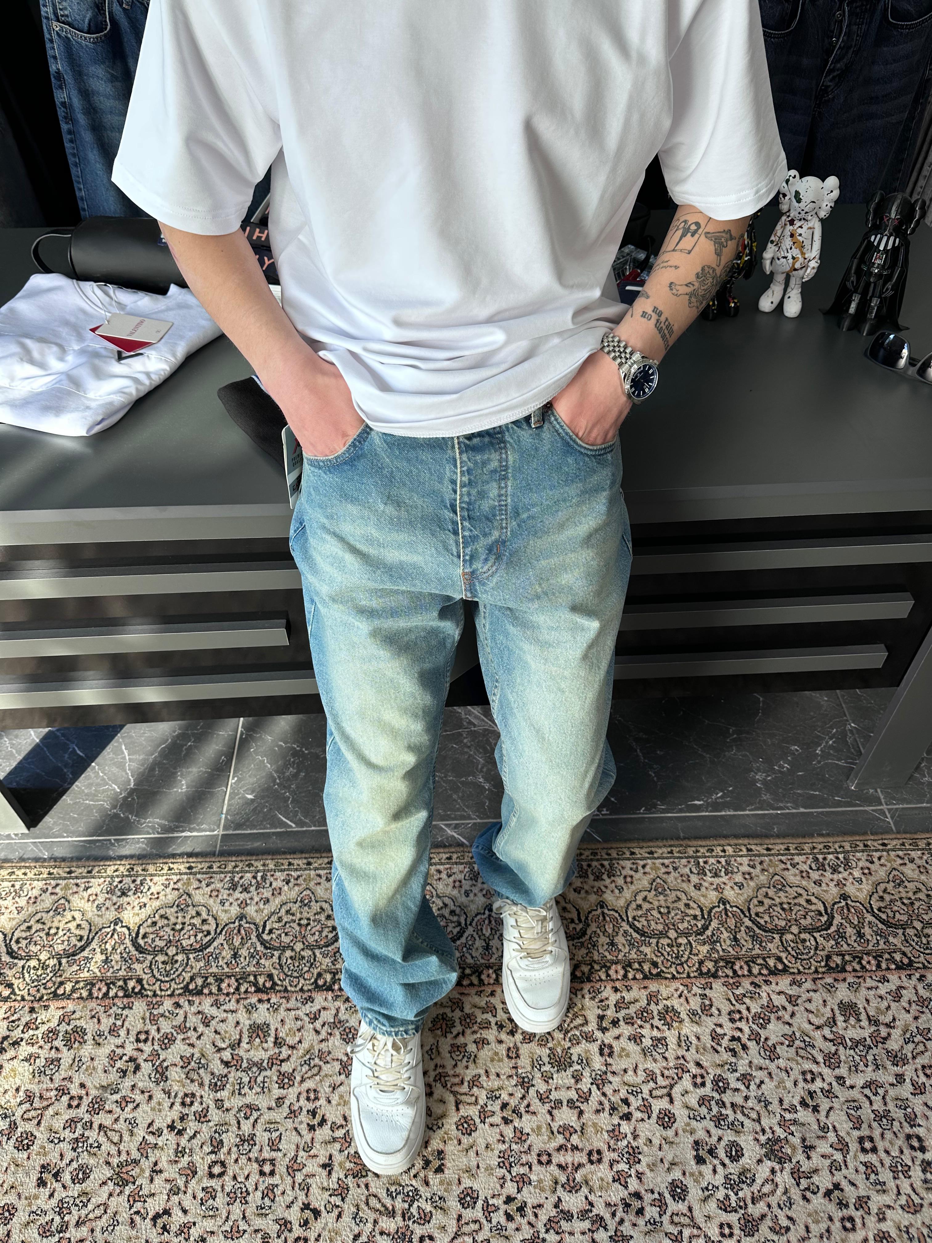 EXPR - BAGGY MAVİ TAŞLANMIŞ JEAN