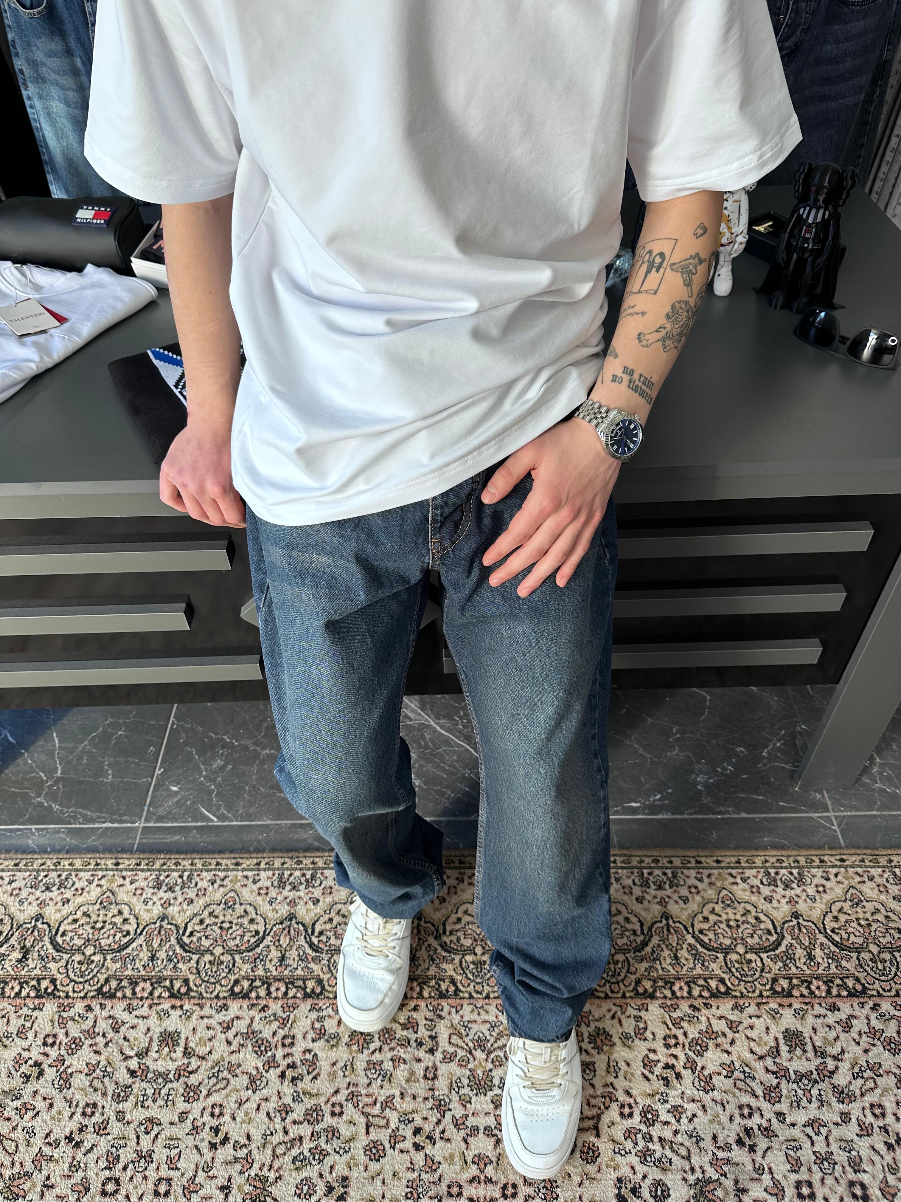 EXPR - BAGGY MAVİ DİKİŞ DETAYLI JEAN