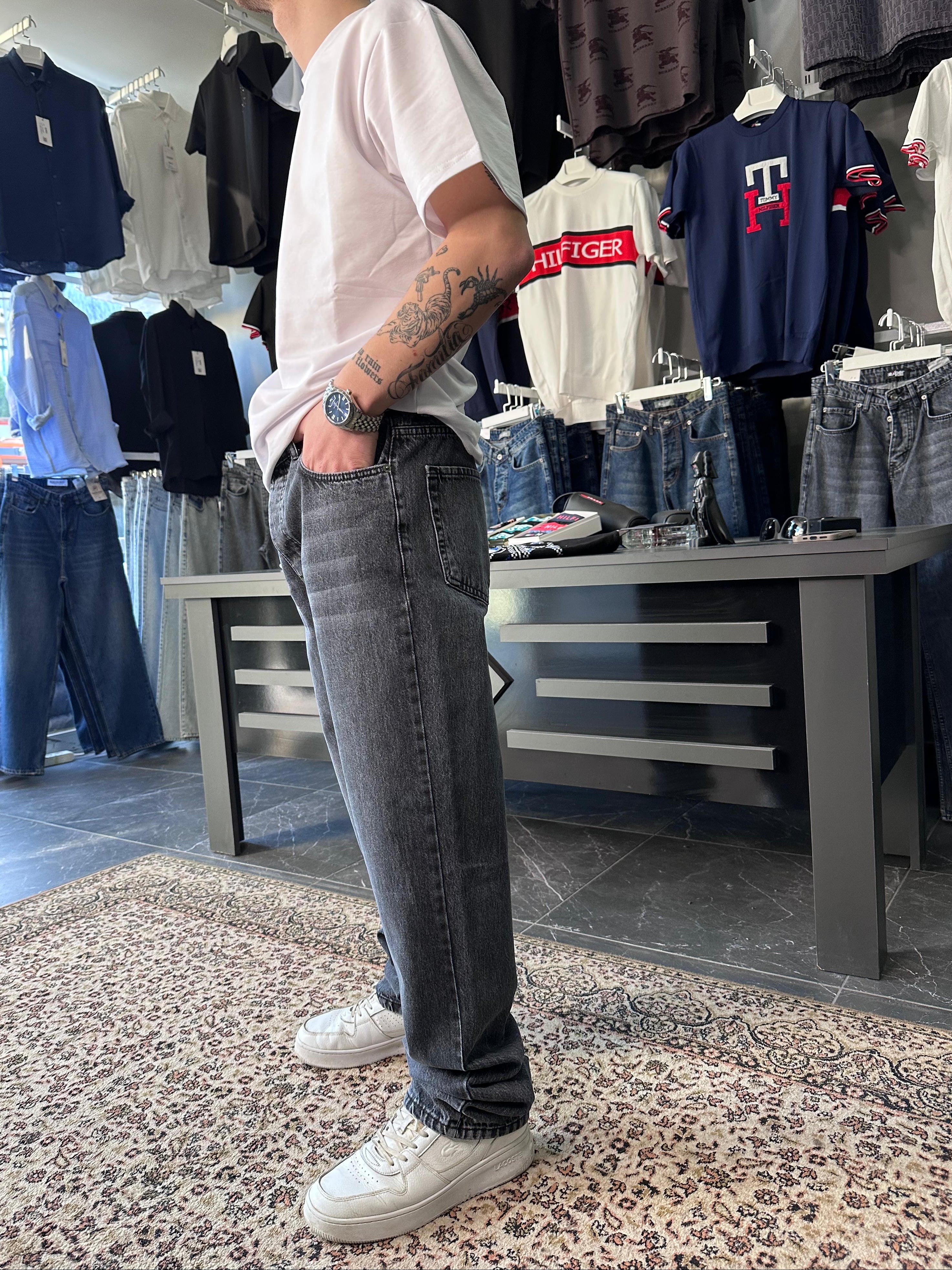EXPR - BAGGY TAŞLANMIŞ GRİ JEAN