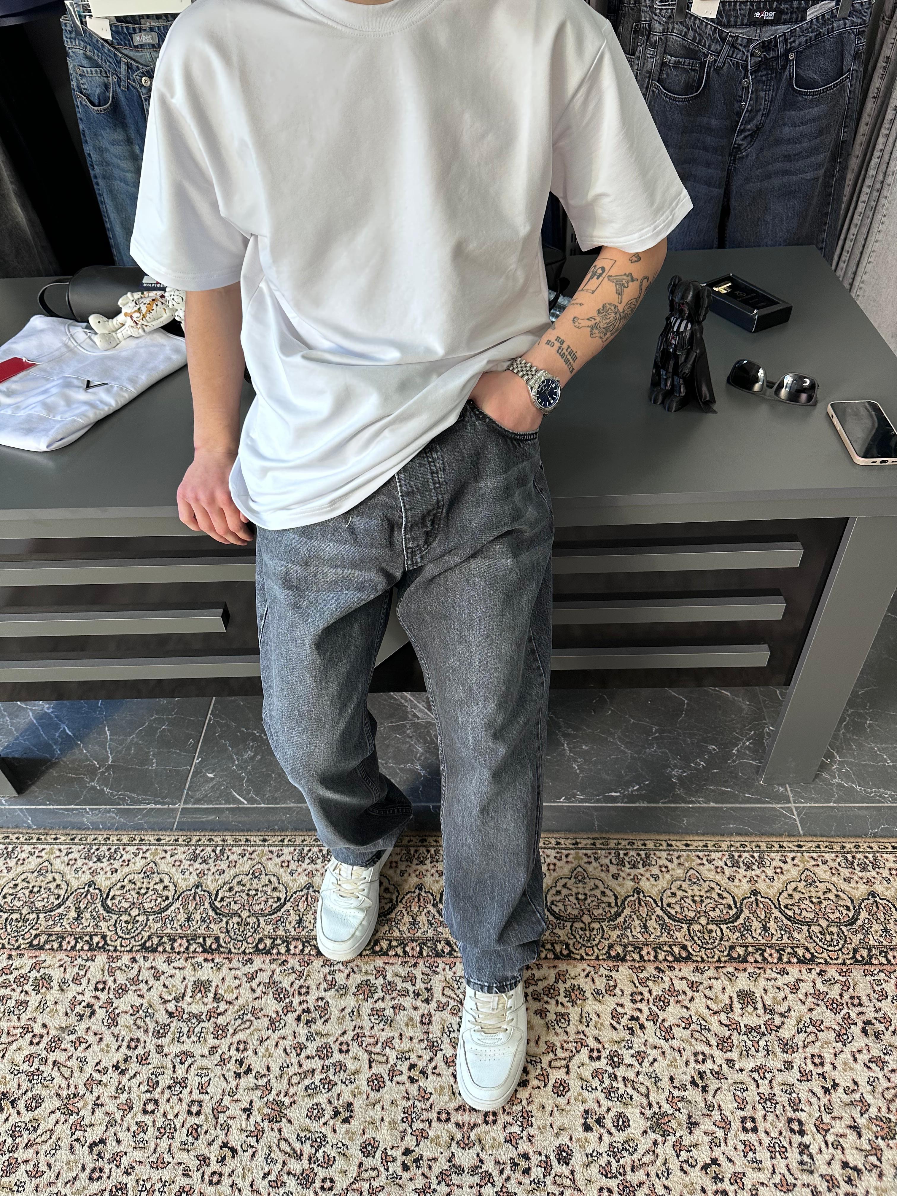 EXPR - BAGGY TAŞLANMIŞ GRİ JEAN